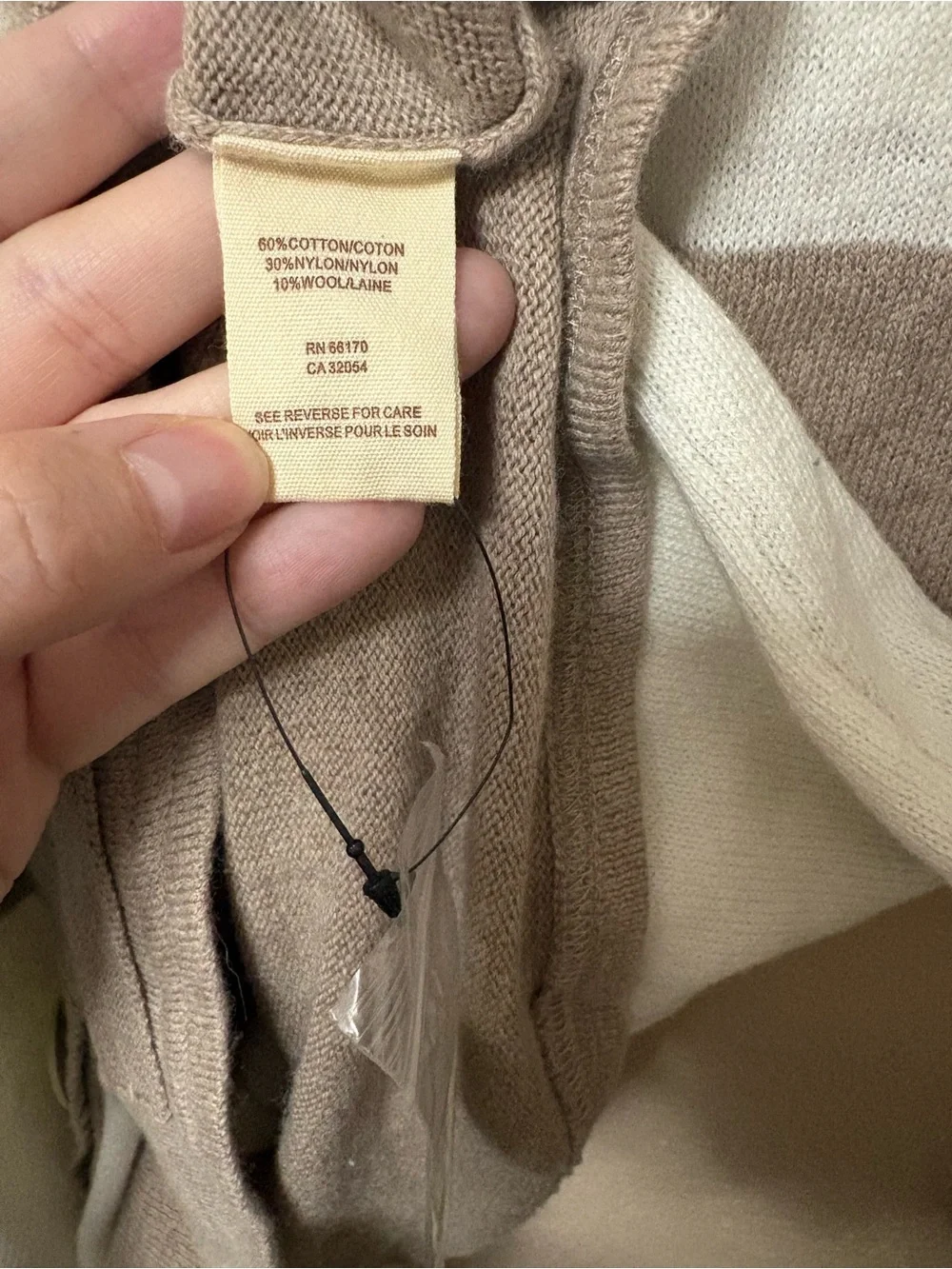 Free People Cream Tan Striped Button Cardigan Size XS NWT New